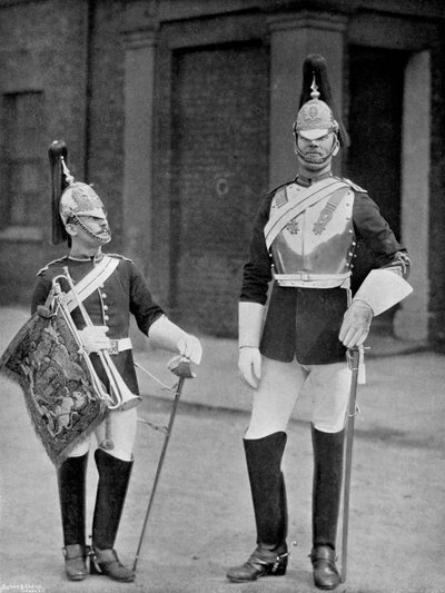 En trupp och trumpetare från Royal Horse Guards, 1896. av Gregory and Co