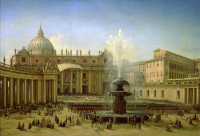 Die Piazza San Pietro in Rom zur Zeit eines päpstlichen Segens, 1850 von Grigori Grigor