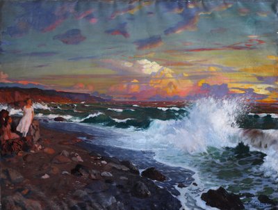 Solnedgång. Havsstranden, tidigt 1900-tal. av Grigori Mikhailovich Bobrovsky