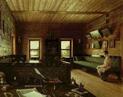 Arbetsrummet i Nikolai Miljukovs hus i Ostrovky, 1844 av Grigori Vasilievich Soroka