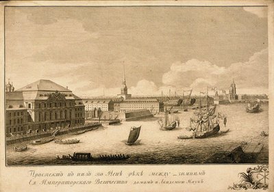 Utsikt över vinterpalatset från floden Neva, 1753 av Grigory Anikeevich Kachalov