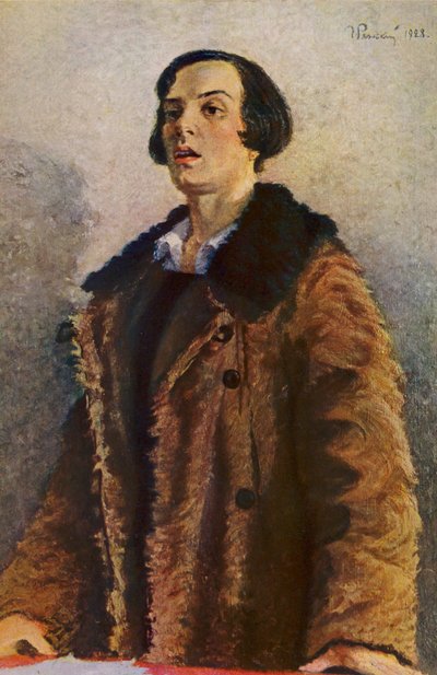 Ordförandekvinnan (färglitografi) av Grigory Grigorievich Ryazhsky