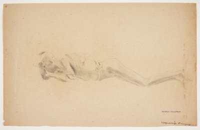 Studie av en gipsavgjutning från Pompeji. Liggande man av Gudrun Traustedt