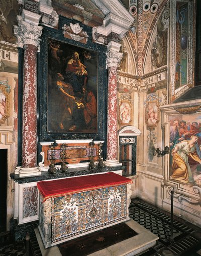 Madonna och barn med de heliga Peter och Paulus av Guercino