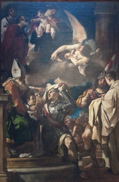 St William av Aquitaine tar emot kåpan av Guercino (1591-1666)