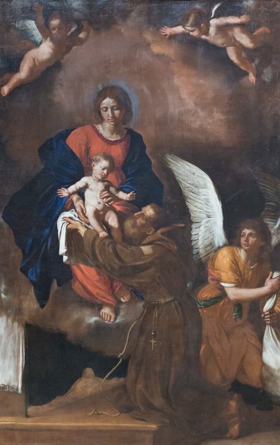 Unsere Liebe Frau präsentiert das Kind dem seligen Felice da Cantalice von Guercino (1591-1666)