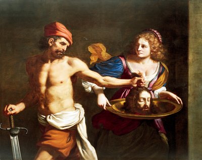 Salome tar emot John Baptists huvud, av Giovanni Francesco Barbieri, känd som Guercino (1591-1666), olja på duk av Guercino (1591-1666)
