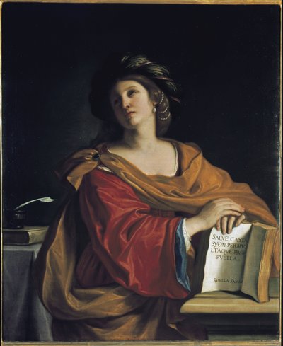 Den samiska sibylla (av Samos) - Olja på duk av Guercino