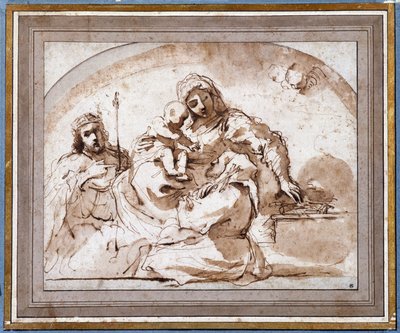 Jungfrun har barn med Saint Louis och Saint Francois av Guercino