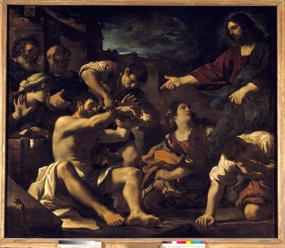 Lasarus uppståndelse. Målning av Giovanni Francesco Barbieri Guerchin dit Il Guercino (1591-1666). 1619 Sön. 2,01x2,33 m av Guercino