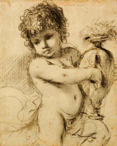 En Putto med en vas av Guercino