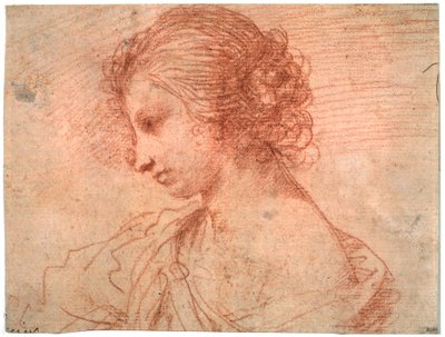 Bröstporträtt av en ung kvinna, 1600-talet av Guercino
