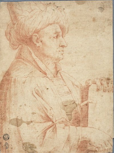 Byst av den turbannade mannen med en bok av Guercino
