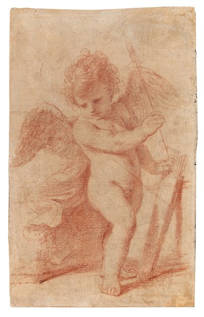 Amor lägger undan en pil i kogern. av Guercino