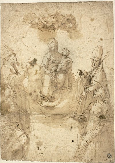 Madonna och barn med Adoring Saints av Guglielmo Caccia