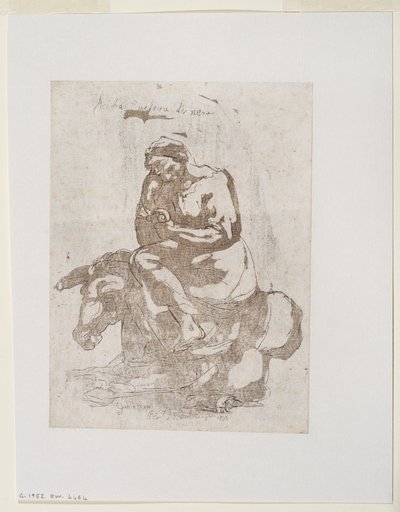 Acidia vestita di nero - Sengångare sittande på en åsna, ca 1793 (tryckt i svarttusch och akvatint) av Guido (after) Reni