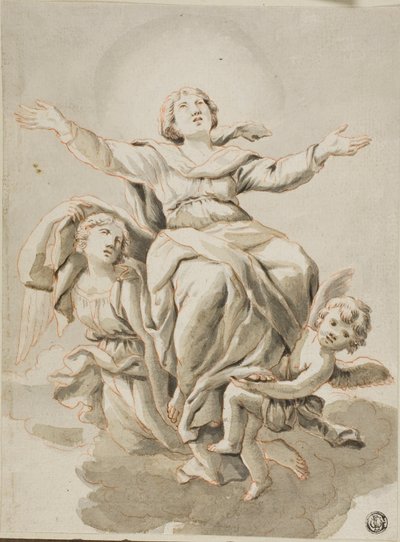 Antagande (recto) Porträtthuvuden, olika skisser (verso) av Guido Canlassi