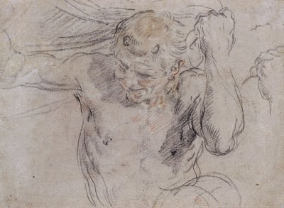 Ett Satyrlyftdraperi och en understudie av hans vänstra hand av Guido Reni