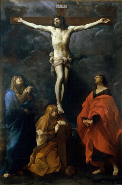 Kristus på korset med Maria, Johannes och Maria Magdalena, ca. 1617. av Guido Reni