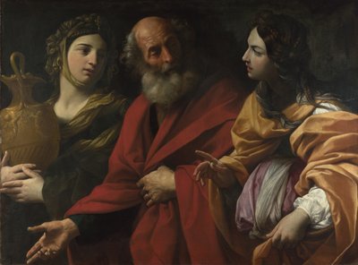 Lot och hans döttrar lämnar Sodom, ca. 1615 av Guido Reni