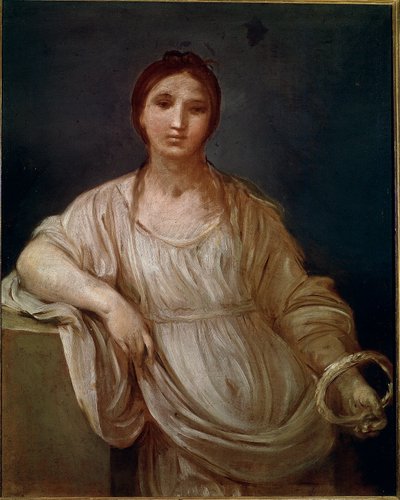 Porträtt av ung flicka med en krona (målning av Guido Reni