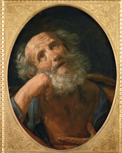 Sankt Petrus botgörare - Der reuige Petrus ... (målning på duk) av Guido Reni
