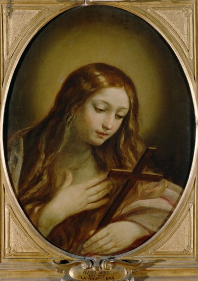Heliga Magdalena med uguentai-krukan (målning på duk) av Guido Reni