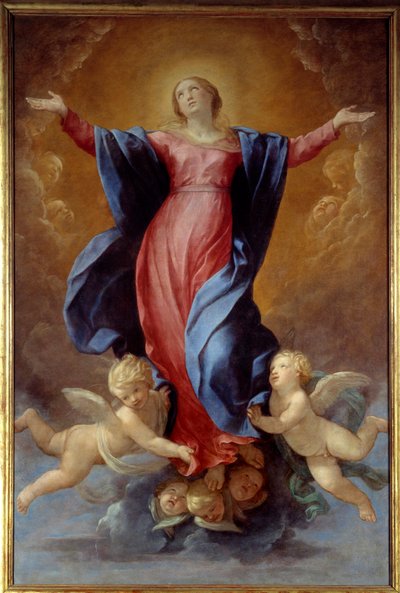 The Assumption of the Virgin Målning av Guido Reni kallad Guiden (1575-1642) 1637 Sun. 2,42x1,6 m Lyon, Musee des Beaux Arts av Guido Reni