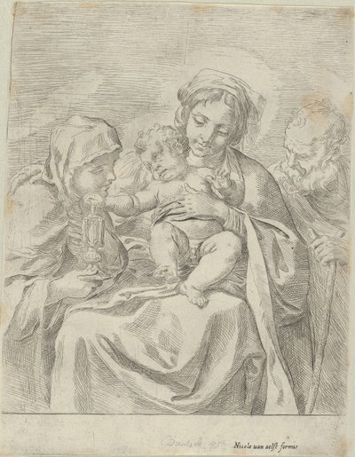 Den heliga familjen med Saint Clare, 1590-1600. av Guido Reni