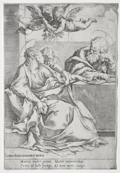 Den heliga familjen med två änglar av Guido Reni