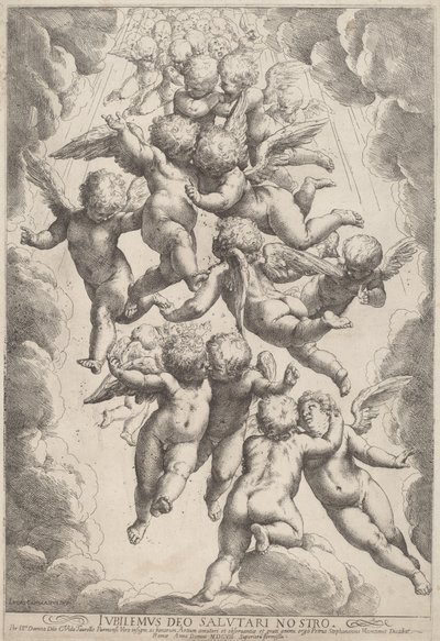 Änglar i ära av Guido Reni, after Luca Cambiaso