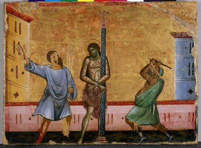 The flagellation of Christ (tempera på trä) av Guido da Siena