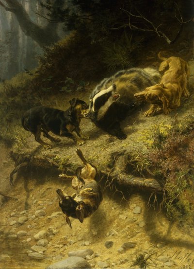 Taxar på en grävling, 1882 av Guido von Maffei