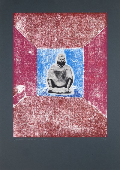 Invisible Room nr 2, 2019 (träsnitt och silkscreen) av Guilherme Pontes
