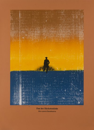 Om kärleken till grannen,Så talade Zarathustra, 2024 (träsnitt och silkscreen) av Guilherme Pontes