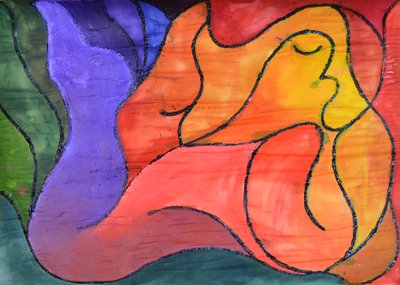 Liggande, 2014 (akryl på papper) av Guilherme Pontes