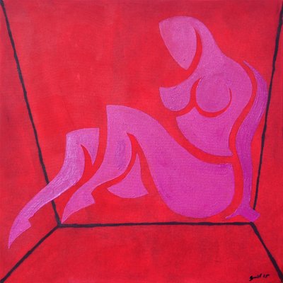 Studie till Figur i kubisk rymd, 2015 (olja på duk) av Guilherme Pontes