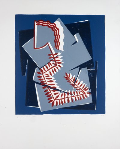Kvinna med ormbunke Nº2, 2019 (linosnitt) av Guilherme Pontes