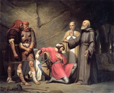 Omvandlingen av Robert, hertig av Normandie, känd som Robert djävulen, scen från operan "Robert djävulen" av Giacomo Meyerbeer (1791-1864), 1840 av Guillaume Alphonse Harang Cabasson