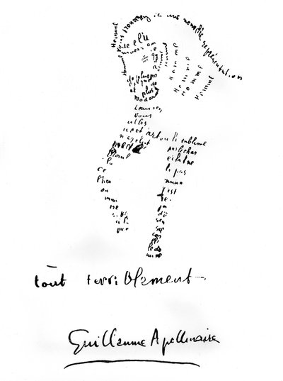 Kalligram häst 1917 (tryck) av Guillaume Apollinaire