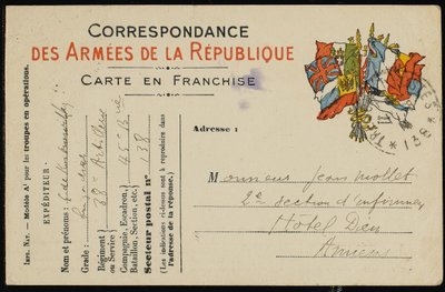 Vykort till Jean Mollet, 1915 av Guillaume Apollinaire