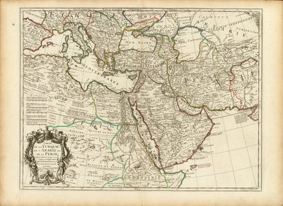 1701 Guillaume Delisle karta över de ottomanska och persiska imperierna (beskuren) av Guillaume Delisle