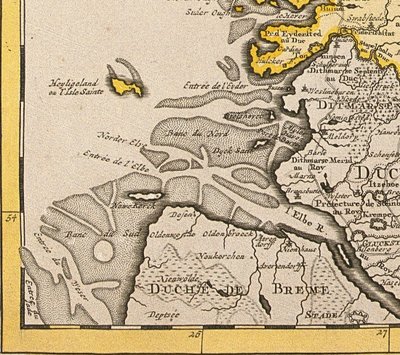 Detalj av Helgoland från en karta över Danmark, 1730 av Guillaume Delisle