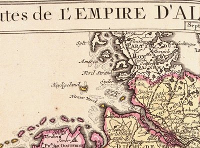 Detalj av Helgoland från en karta över det tyska riket, 1730 av Guillaume Delisle