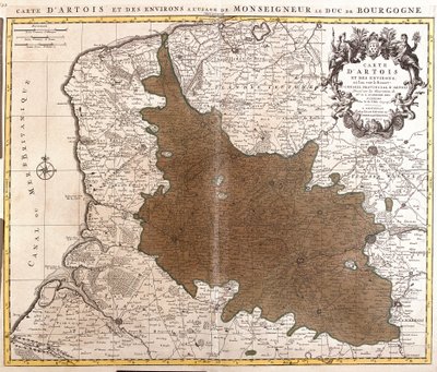 Karta över Artois (Pas de Calais, Frankrike) (etsning av Guillaume Delisle