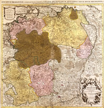 Karta över Brabant (Belgien och Nederländerna)(etsning av Guillaume Delisle