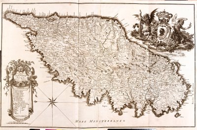 Karta över Korsika (Frankrike) (etsning av Guillaume Delisle