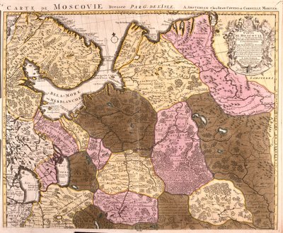 Karta över det stora furstendömet Moskva (Ryssland) (etsning av Guillaume Delisle