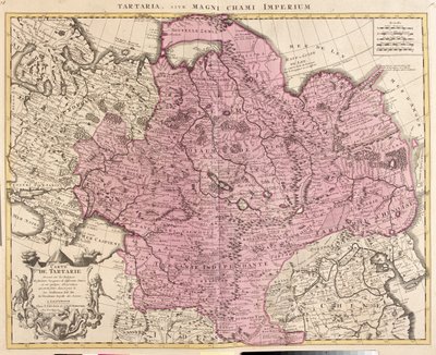 Ryssland, Kazakstan, Uzbekistan, Kirgizistan, Tadzjikistan, stora delar av Kina (utom sydöstra delen), Mongoliet av Guillaume Delisle