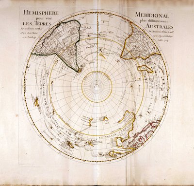 Utsikt över den sydliga (antarktiska) polatlasen av Guillaume Delisle (1675-1726), geograf av Guillaume Delisle